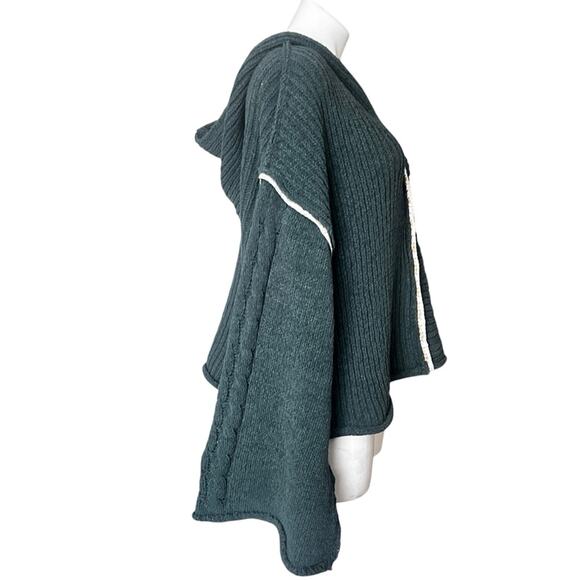 POL green chenille knit kimono sleeve hoodie size large - Picture 4 of 12
